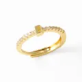 Elegant gold-plated adjustable ring featuring sparkling cubic zirconia and bold letter B charm. - Gold-B