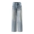 Lichtblauwe gewaschen rechte denim broek met mid-rise taille en vintage casual look - XS / Bottoms / Krijtblauw