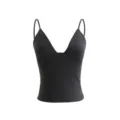 Μαύρο σέξι crop top με βαθύ V λαιμόκοψη στενή ελαστική γραμμή για γυναίκες casual - S / Tops / Μαύρο