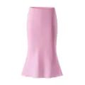 Pink tencel linen bias-cut fishtail midi skirt, elegant casual high waist women's wear. - XS / Bottoms / Pink