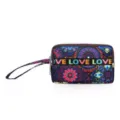 Damen Oxford Stoff Geldbörse große Kapazität Reißverschluss Handytasche Armband - Handgelenktasche / Bunte Blumen
