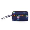 Oxford cloth floral pattern small zipper wallet coin purse with wrist strap for women daily use - Wristlet / Pink Sunflower