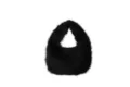 Schwarze flauschige Kunstfell Handtasche, stilvolle Winter Dumpling Hobo Tasche für Frauen - Schwarz