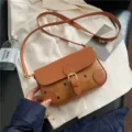 Retro vintage monogram crossbody shoulder bag for women, stylish brown flap handbag var. - Bear Brown