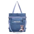 Blauer multifunktionaler Segeltuch Shopper mit Bärenprint und großem Fassungsvermögen für Schule. - Blau