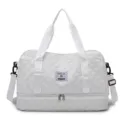 Weißer gesteppter Reise-Duffelbag mit unterem Fach, Fitness-Sporttasche für Damen. - Weiß