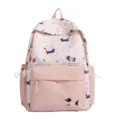 Rosa Canvas Schulrucksack für Mädchen, lässiger Tagesrucksack mit Hundemotiv und Fronttasche. - L / Rosa