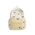Cute dachshund print backpack for school girls, light yellow canvas daily casual bookbag. - S / Yellow