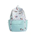 Cute cartoon dachshund print school backpack, light blue and white student bookbag variant. - S / Sky Blue