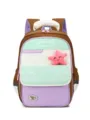 Kinder Farbblock Schulranzen, braun und lila Schüler Rucksack mit süßem Seestern Anhänger. - Kaffeepurpur