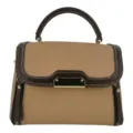 Damen Kontrast Farbe Handtasche stilvolle Umhaengetasche elegante Leder Crossbody Tasche - Khaki