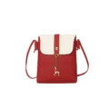 Rote weiße Mini Umhängetasche für Handys, stylische Damen Schultertasche mit Reh Anhänger. - Rot