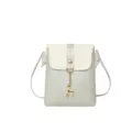 Mini Umhängetasche Crossbody Handytasche mit süßem Hirsch Anhänger, grau-weißer Look. - Silber