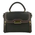 Damen Kontrast Farbe Umhängetasche Mode elegante Handtasche lässige Spleiß Leder Tasche - Schwarz