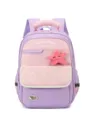 Colorblock school backpack for kids, lightweight large capacity student bookbag stylish. - Purple Pink