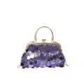 Elegante lila Pailletten Abendtasche mit edler goldener Kette Schultertasche Damen. - Lila
