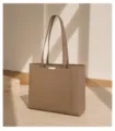 Minimalist genuine leather tote bag detail, spacious daily commute shoulder bag for women. - 35*14*27 / Elephant Gray