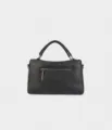 Back view detail of the black genuine leather Boston handbag showing zipper pocket. - 35*13*20 / Black