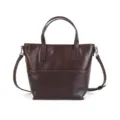 Dark brown leather tote bag, minimalist retro genuine leather shoulder bag for women commuting. - Coffee