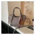 Autumn winter new large capacity shoulder crossbody tote bag for women stylish commuting bag - With Pendant / Gray
