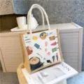 Segeltuch Tragetasche mit Sommer Eiscreme und Kaffee Muster, lässige Handtasche für Damen. - Sommerfest-Muster