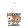 Casual canvas tote bag with floral print, large capacity handbag for daily women's outdoor use. - Sunflower