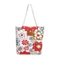 Canvas floral tote bag casual shoulder handbag large capacity daily travel shopping bag. - Flower One