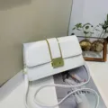 Schlichte weiße Damentasche elegante Krokodilmuster Umhängetasche quadratische Modetasche neu - Weiß