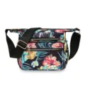 Women floral print crossbody shoulder bag with multi pockets and adjustable strap casual daily - Red Large Flower