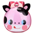 Cute pink cartoon animal children backpack toddler eggshell school bag with cute plush ears. - Pink