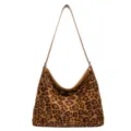 Leopard print tote bag, retro brown shoulder bag, casual large capacity autumn winter style. - Without Pendant / Leopard Print