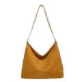 Casual brown suede shoulder bag for women, stylish vintage slouchy hobo bag with long strap use. - Without Pendant / Yellow Brown