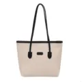 Große Damen Handtasche Shopper, PU Leder geprägte Umhängetasche in Beigefarbe elegant. - Schwarz