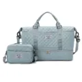Gesteppte Reise Reisetasche Set 2 Stueck grosse Kapazitaet Freizeit Gepaecktasche Schultergurt - Hellblau