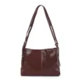 Brown leather shoulder bag minimalist commuting handbag stylish versatile daily purse - Coffee