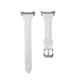 White slim leather watch band replacement strap with metal buckle and custom connector. - Samsung Watch 8 9 / White