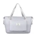 Light gray foldable travel duffel bag large capacity sports fitness bag gym tote bag for women men - Gray