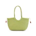 Sac cabas tressé en cuir vert pour femme, grand sac à main vintage élégant et chic. - Vert Chou-fleur