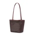 Dark brown woven leather tote bag for women, casual minimalist shoulder bag, new style - Coffee
