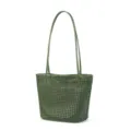 Green woven leather tote bag, casual minimalist shoulder bag for women, daily large capacity purse. - Green