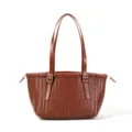 Vintage woven leather tote bag brown handbag casual shoulder bag for women large capacity - Yellow Brown