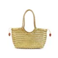 Sac cabas tressé en cuir doré, sac à main panier artisanal pour femmes, élégant sac quotidien. - Or