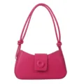 Sac épaule minimaliste rose pour femmes, élégant sac baguette sous les bras avec fermoir donut. - Rose rouge