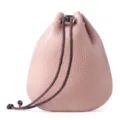 Monedero de cuero genuino con cordón, mini bolsa retro para almacenamiento de joyas y objetos. - Rosa