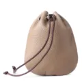 Cuero genuino bolso con cordón monedero pequeño joyería almacenamiento taupe variante. - Gris