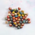 Colorful glazed ceramic loose beads with large holes for DIY jewelry making, bracelets, and necklaces. - 6mm Hole Approx 2.5mm / Reactive Glaze Mixed Colors