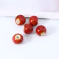Jingdezhen red glaze ceramic round beads large hole vintage diy jewelry making 5pcs - 6mm Hole Approx 2.5mm / Flower Glaze Red