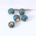 Blue Ceramic Round Beads Large Hole Speckled Loose Beads For DIY Jewelry Making - 6mm Hole Approx 2.5mm / Flower Glaze Blue