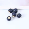 Jingdezhen glazed ceramic round beads, big hole vintage DIY jewelry making accessories. - Flower Glaze Deep Purple