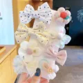 Cute children hair clips set bowknot floral hairpins sweet baby girls hair accessories - Flower Style (TFJ013-4#) / 8-piece Set / Beige